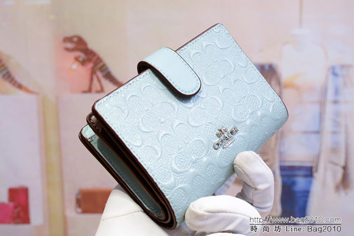 COACH蔻馳 新款壓花 53436 女士中款全皮錢包  Chz1313